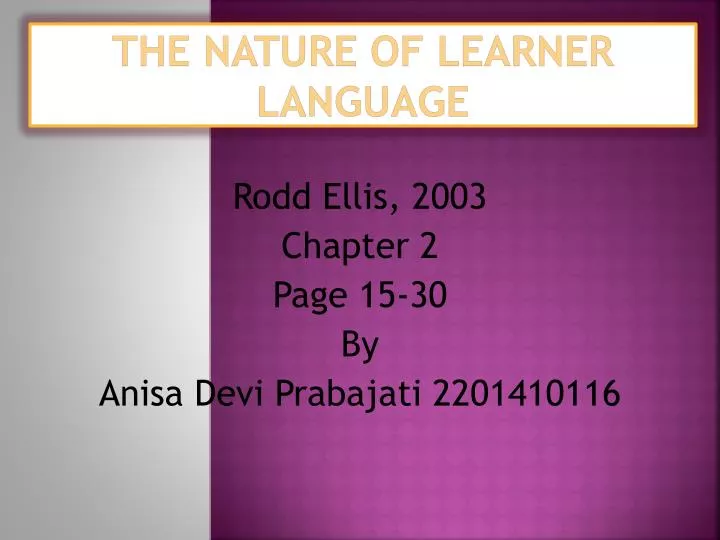 the nature of learner language