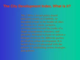 The City Development Index, What is it?
