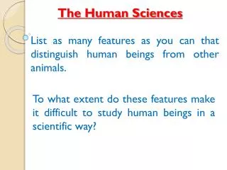 The Human Sciences