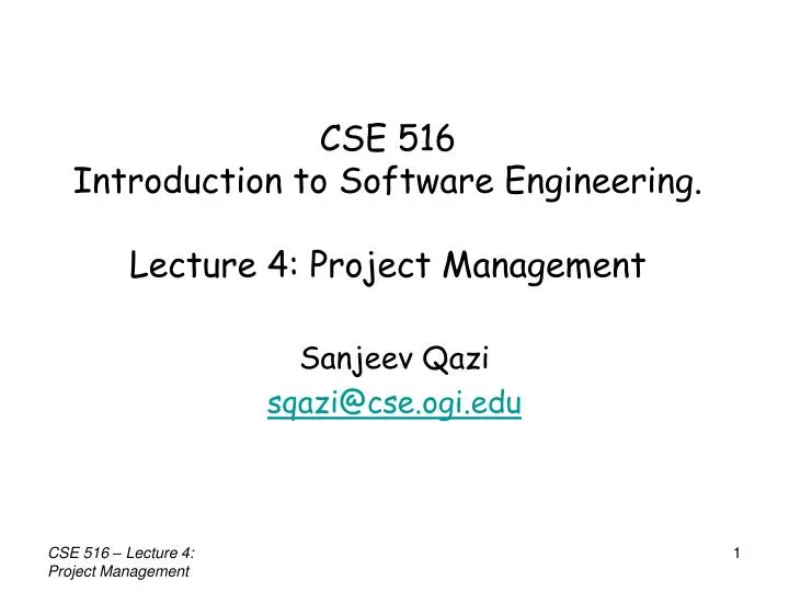 cse 516 introduction to software engineering lecture 4 project management