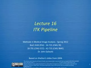 Lecture 16 ITK Pipeline