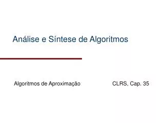 an lise e s ntese de algoritmos