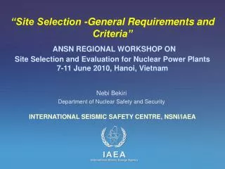 Nebi Bekiri Department of Nuclear Safety and Security