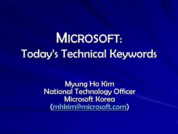 m icrosoft today s technical keywords