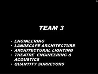 ENGINEERING LANDSCAPE ARCHITECTURE ARCHITECTURAL LIGHTING THEATRE ENGINEERING &amp; ACOUSTICS
