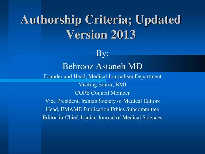 authorship criteria updated version 2013