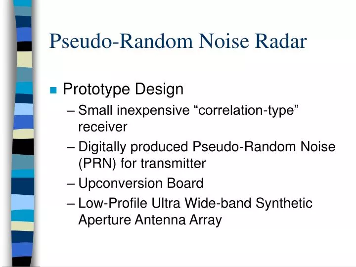 pseudo random noise radar