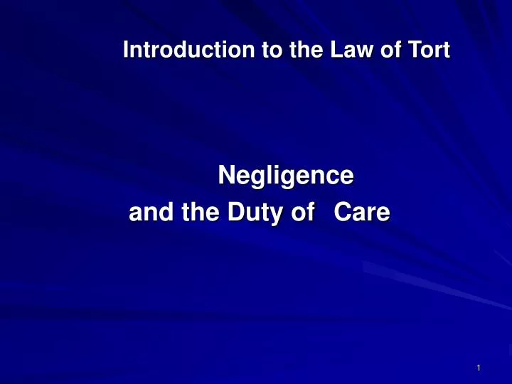 introduction to the law of tort
