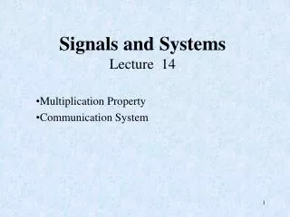 Signals and Systems Lecture 14