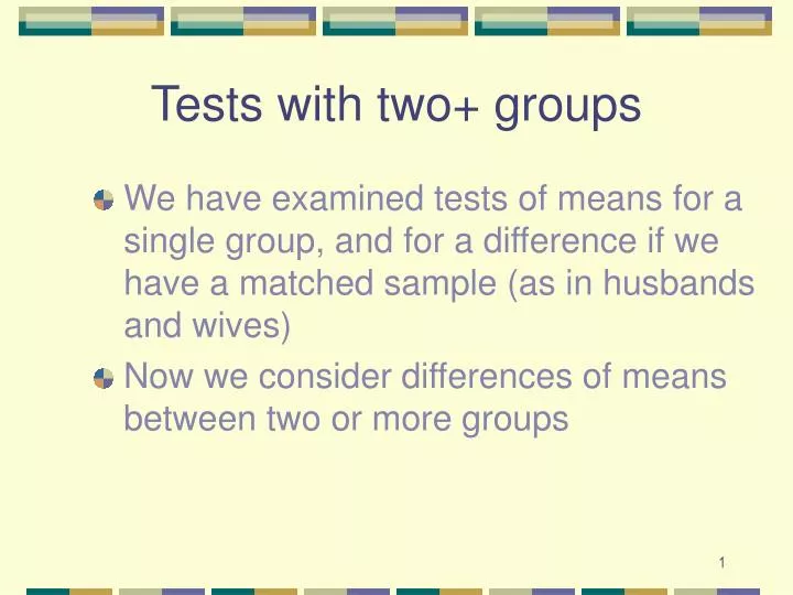 tests with two groups