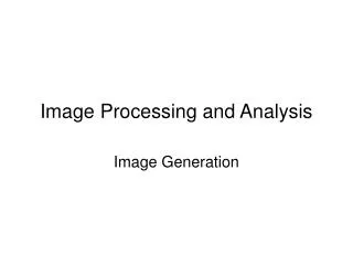 Image Processing and Analysis
