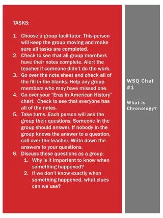 WSQ Chat #1 What is Chronology?