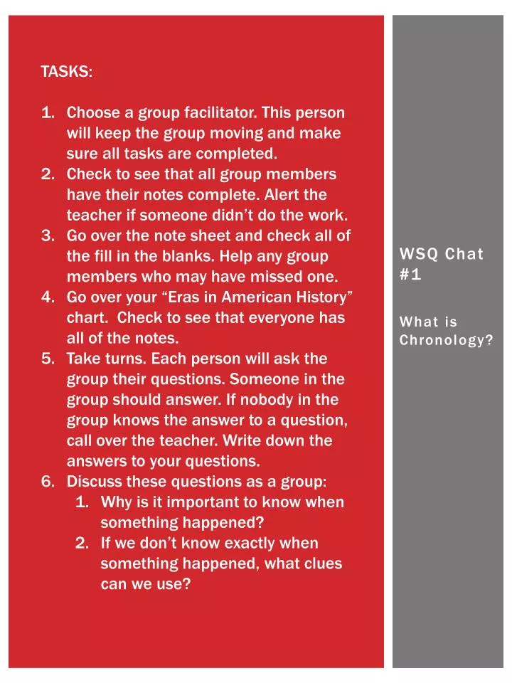 wsq chat 1 what is chronology