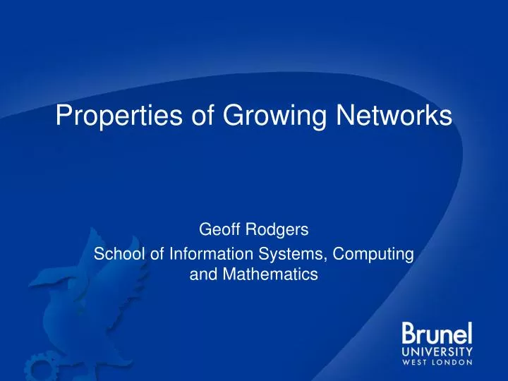 properties of growing networks
