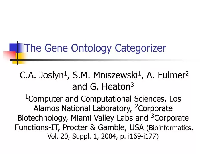 the gene ontology categorizer