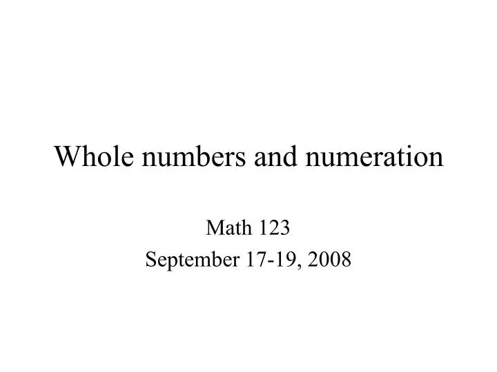 whole numbers and numeration