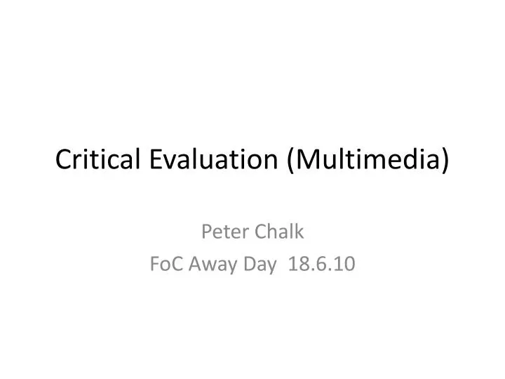critical evaluation multimedia