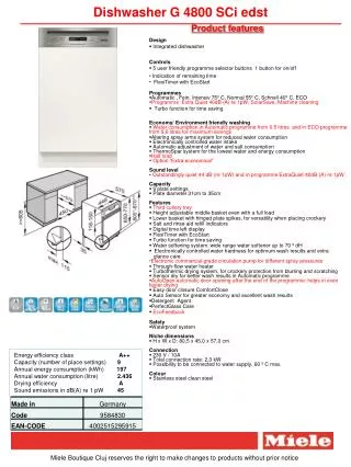 Dishwasher G 4800 SCi edst