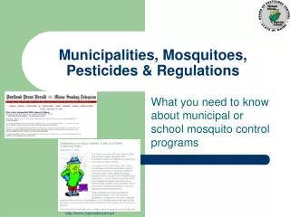 Municipalities, Mosquitoes, Pesticides &amp; Regulations