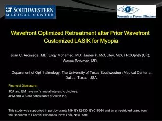 Wavefront Optimized Retreatment after Prior Wavefront Customized LASIK for Myopia