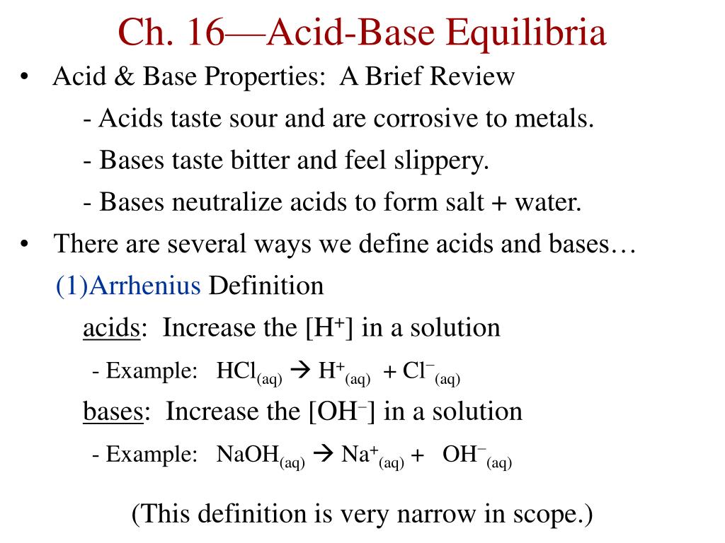 PPT - Ch. 16—Acid-Base Equilibria PowerPoint Presentation, free ...