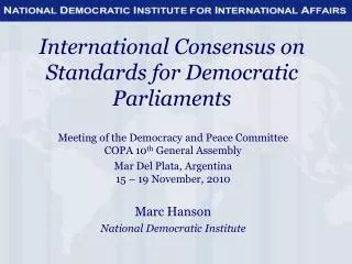 International Consensus on Standards for Democratic Parliaments