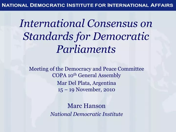 international consensus on standards for democratic parliaments