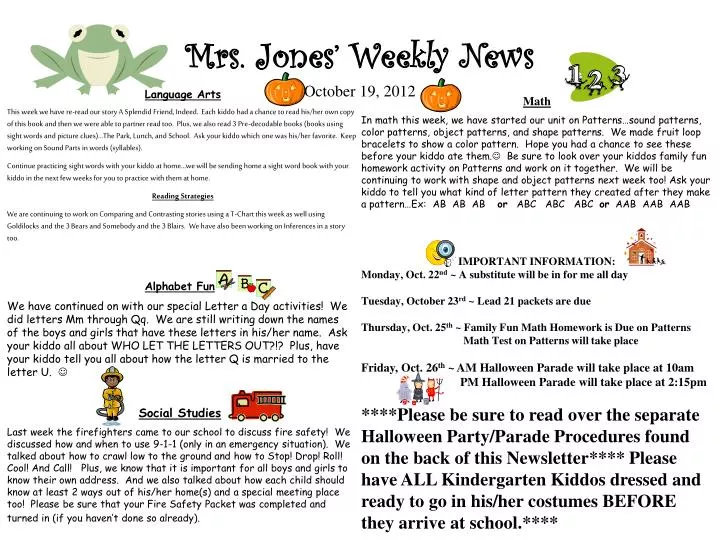 mrs jones weekly news october 19 2012