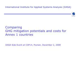 International Institute for Applied Systems Analysis (IIASA)