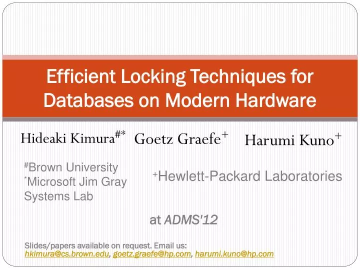 efficient locking techniques for databases on modern hardware