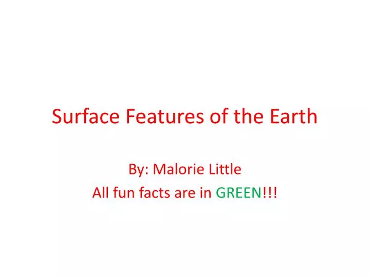 surface features of the earth