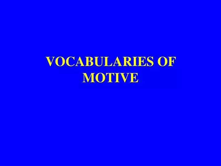 vocabularies of motive
