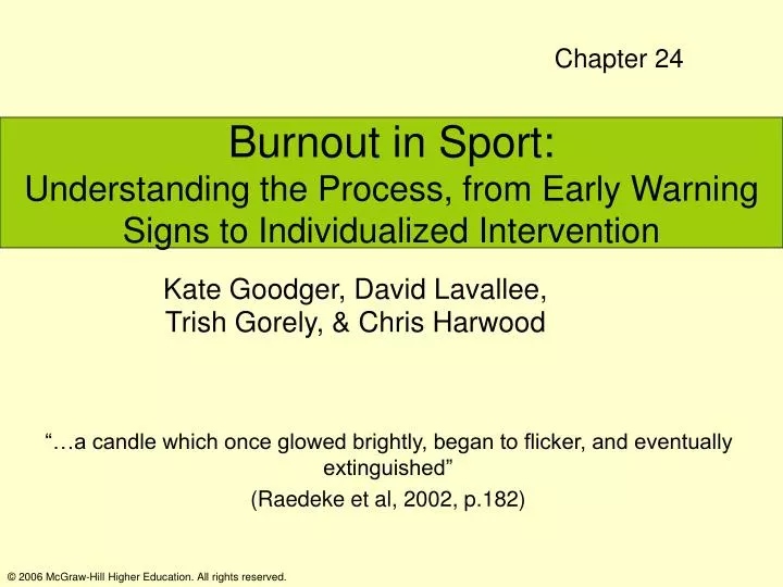 burnout in sport understanding the process from early warning signs to individualized intervention