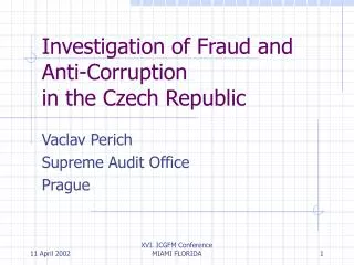 Investigation of Fraud and Anti-Corruption in the Czech Republic