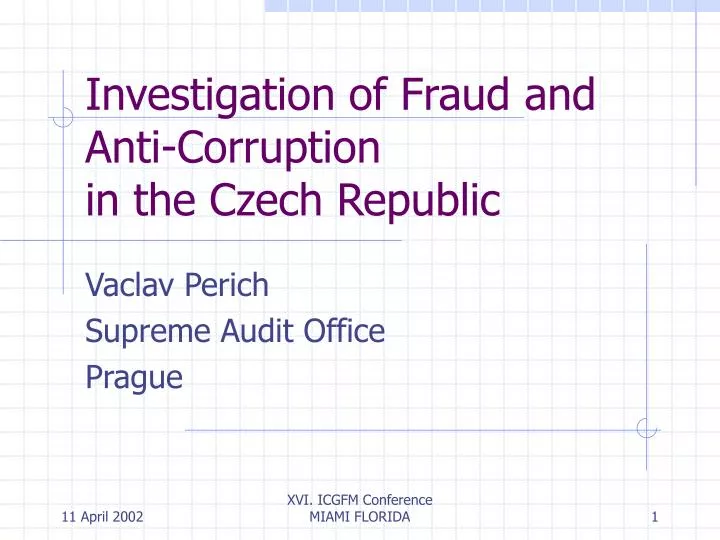 investigation of fraud and anti corruption in the czech republic