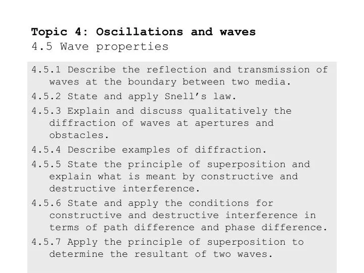 topic 4 oscillations and waves 4 5 wave properties