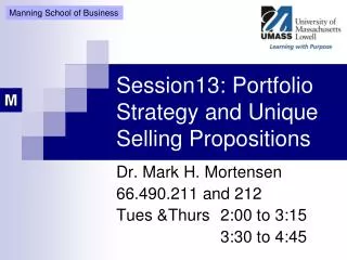 Session13: Portfolio Strategy and Unique Selling Propositions