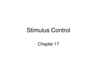 Stimulus Control