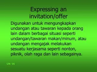 Expressing an invitation/offer
