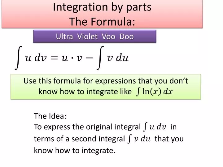 integration by parts the formula