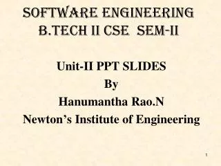 Software Engineering B.Tech II csE Sem-II