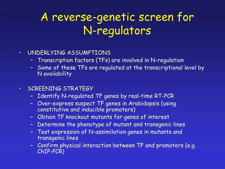 a reverse genetic screen for n regulators