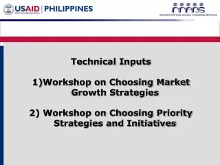 Technical Inputs Workshop on Choosing Market Growth Strategies