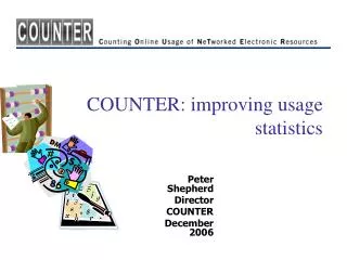 COUNTER: improving usage statistics