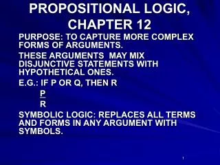 PROPOSITIONAL LOGIC, CHAPTER 12