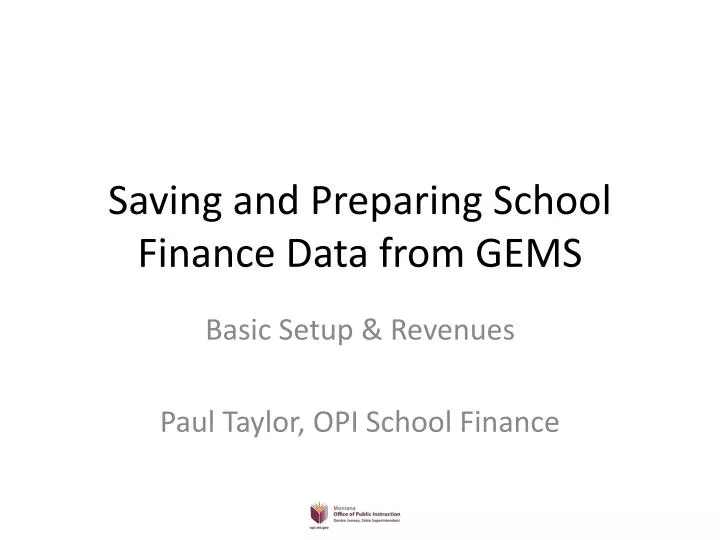 saving and preparing school finance data from gems