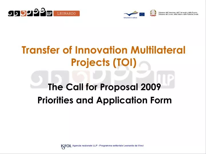 transfer of innovation multilateral projects toi