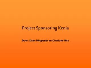 project sponsoring kenia