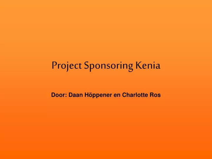 project sponsoring kenia