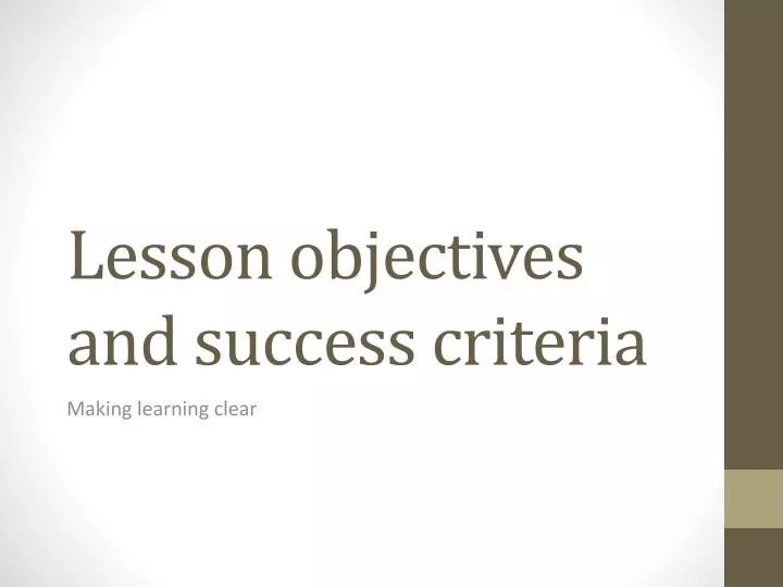 lesson objectives and success criteria